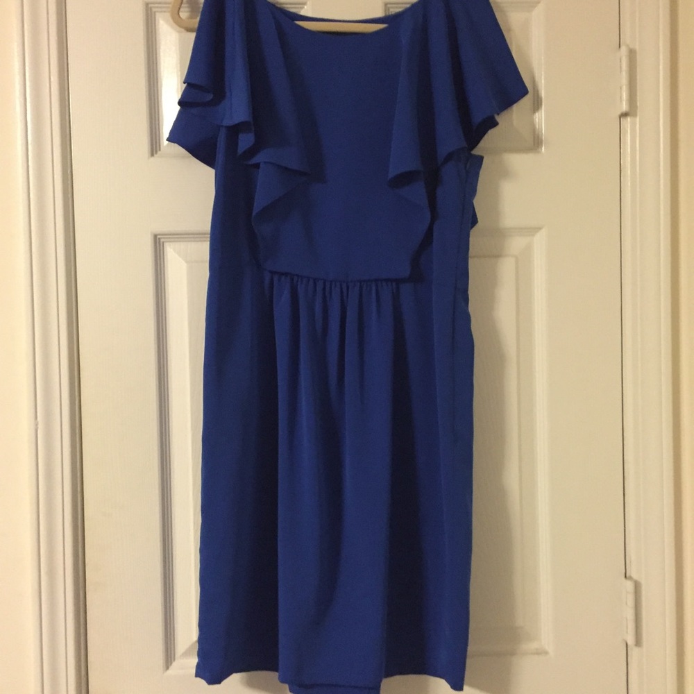 New Directions royal blue flutter sleeve dress size 12